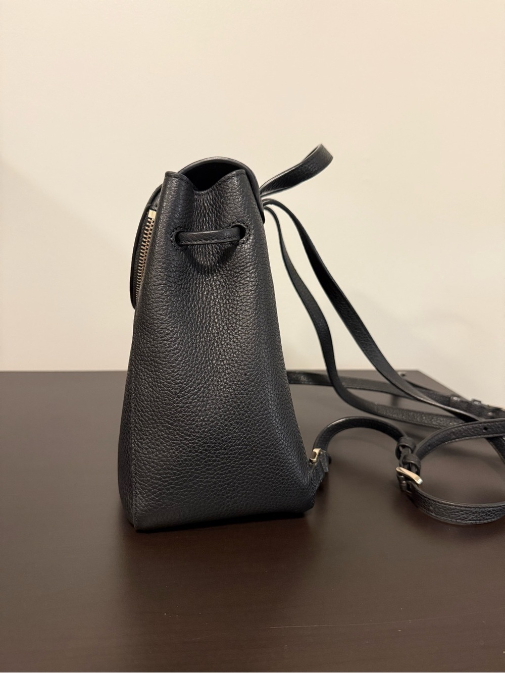 Kate Spade New York Black Pebbled Leather Flap Backpack - Picture 6 of 12